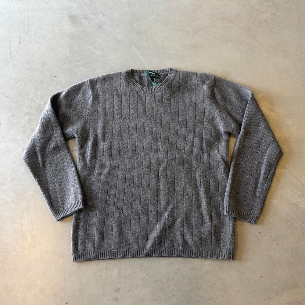 Lauren ralph Lauren women's merino wool cashmere gray ribbed pullover sweater